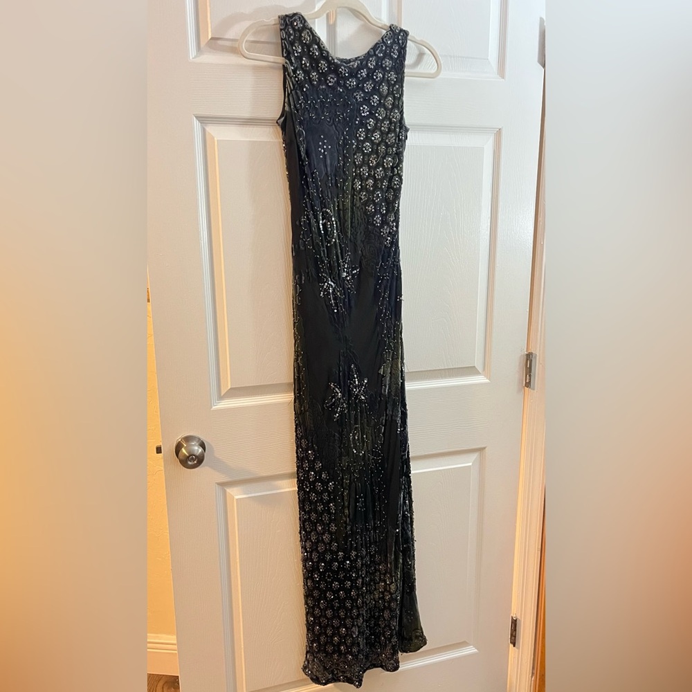 Sue Wong Velvet Burnout Beaded Dress 10 - Picture 9 of 11